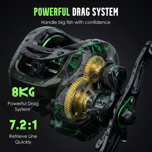 Hochwertige Baitcasting-Angelrolle mit Bremsalarm und Präzisionsbremsen