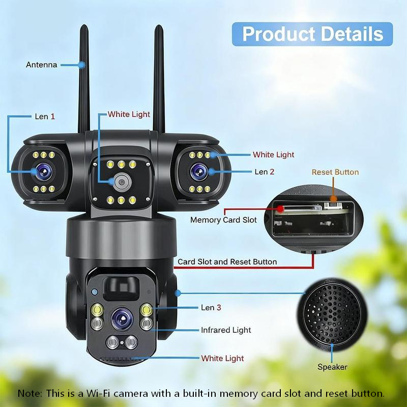 ⏳Zeitlich begrenztes Angebot⏰ 6K 9MP WLAN-Überwachungskamera für den Außenbereich | 10-facher Zoom, 3 Objektive, 360°-PTZ-Funktion | IP66 wasserdicht, Farbnachtsicht, Zwei-Wege-Audio, Bewegungserkennung