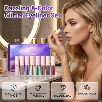 8-teiliges Set mit flüssigem Glitzer-Eyeliner