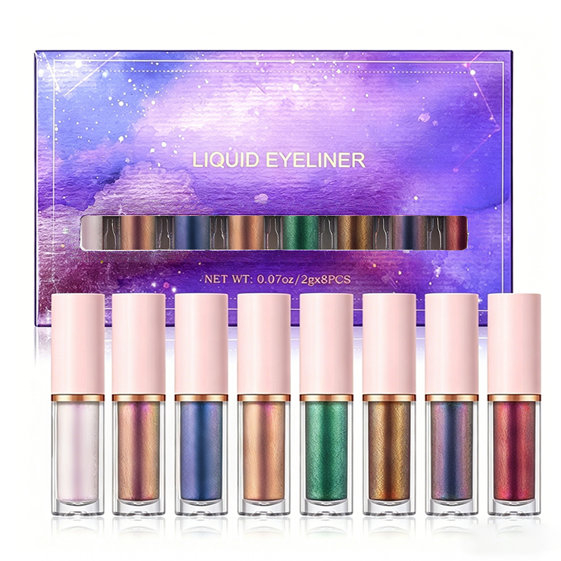 8-teiliges Set mit flüssigem Glitzer-Eyeliner