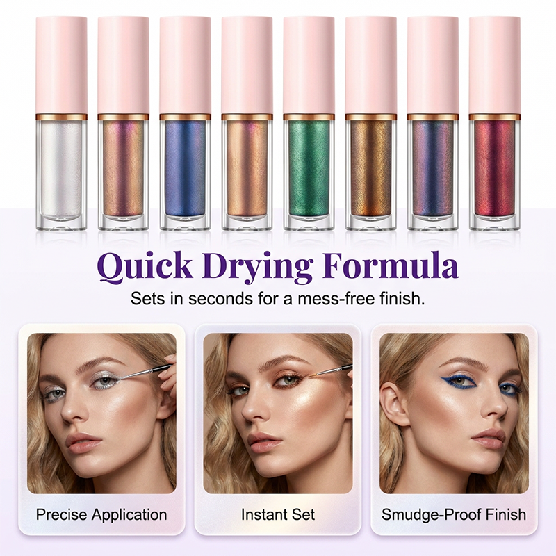 8-teiliges Set mit flüssigem Glitzer-Eyeliner