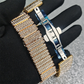 Quadratische Armbanduhr mit besetztem Zifferblatt und dehnbarem Armband