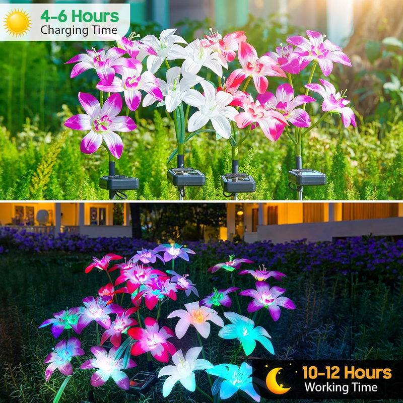 🌸Solarbetriebene Gartenleuchten in Lilienform