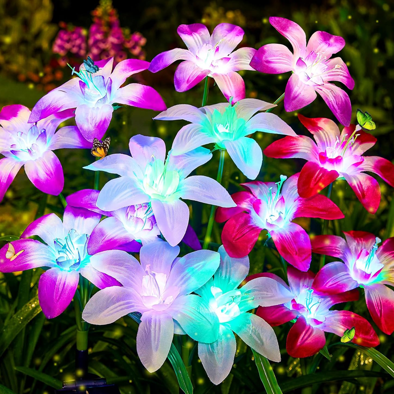 🌸Solarbetriebene Gartenleuchten in Lilienform