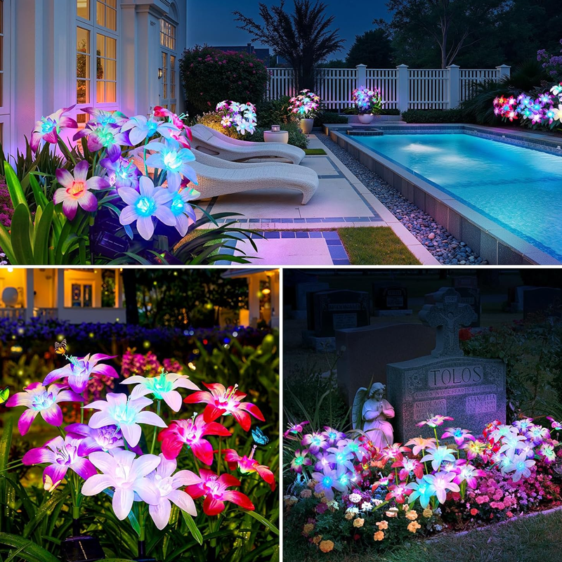🌸Solarbetriebene Gartenleuchten in Lilienform