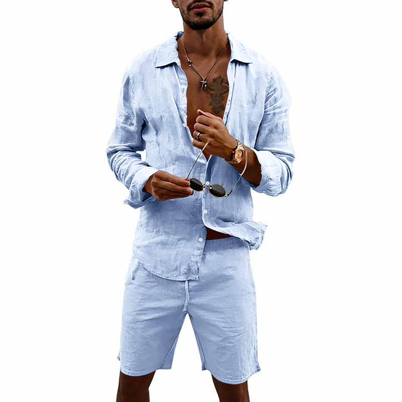 👔 NUR FÜR KURZE ZEIT 50% RABATT! ✨ Herren-Leinenhemd & Shorts Set – Lässig, Sommerlich, Luftig ✨