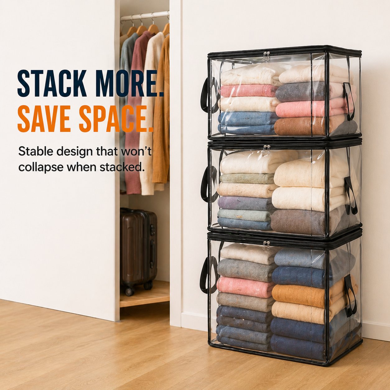 🔥Zeitlich begrenztes Angebot: 50 % Rabatt! 📦Große, robuste, dicke, transparente Aufbewahrungstasche aus Kunststoff für Kleidung, Umzug & Lagerung