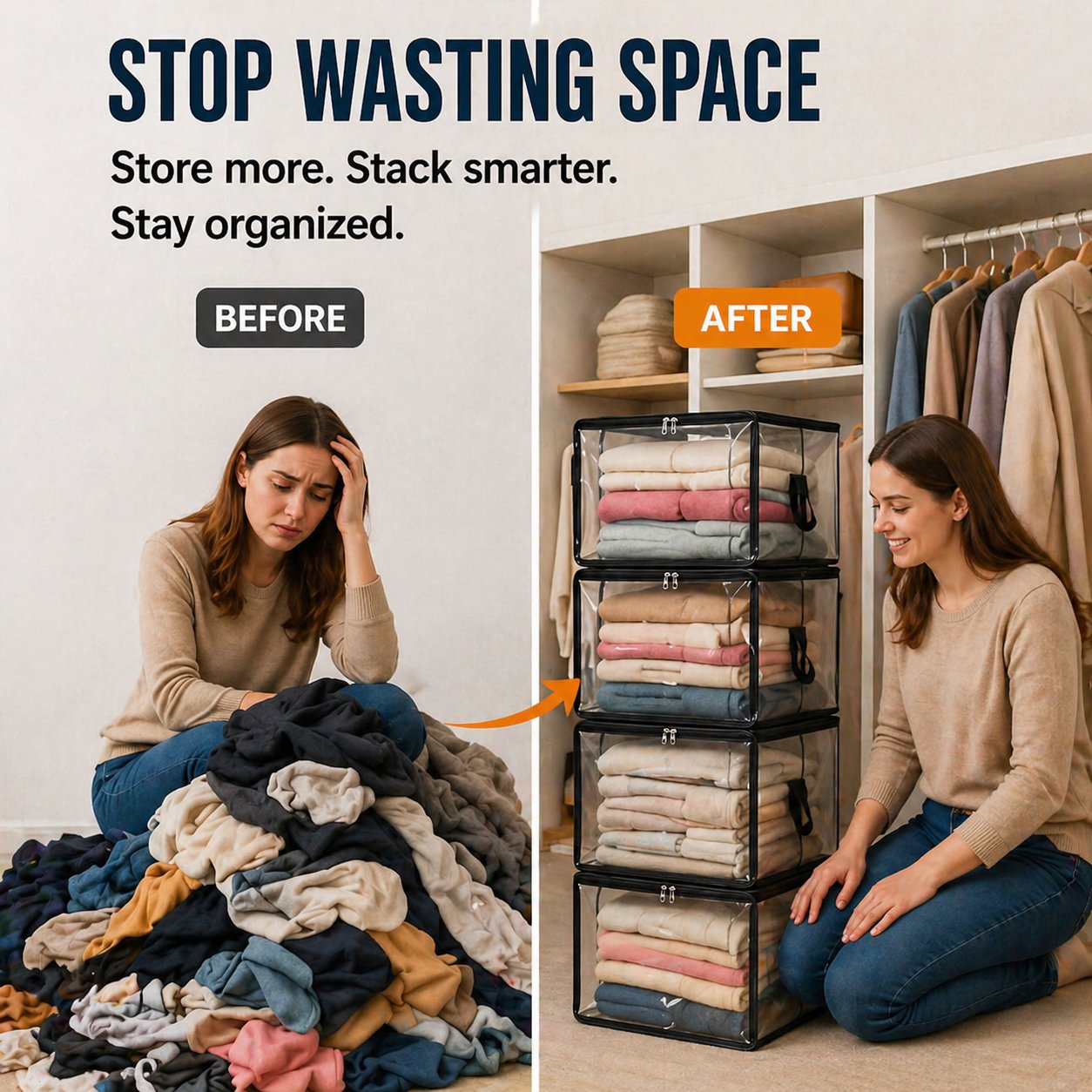 🔥Zeitlich begrenztes Angebot: 50 % Rabatt! 📦Große, robuste, dicke, transparente Aufbewahrungstasche aus Kunststoff für Kleidung, Umzug & Lagerung