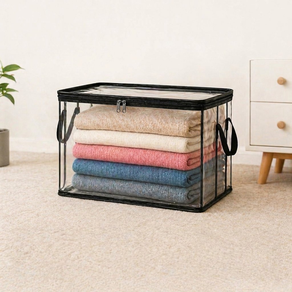 🔥Zeitlich begrenztes Angebot: 50 % Rabatt! 📦Große, robuste, dicke, transparente Aufbewahrungstasche aus Kunststoff für Kleidung, Umzug & Lagerung