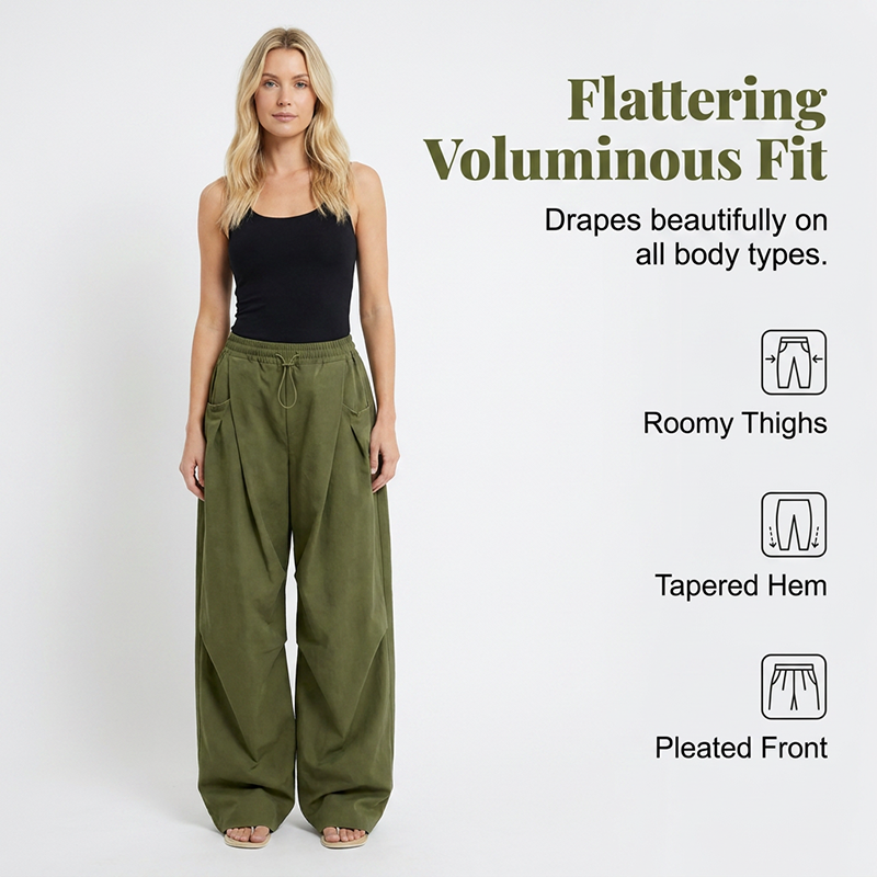 👖 JETZT 50 % RABATT! 🏆 Voluminöse Plissee-Lantern-Hose – fließend, elegant und mit weitem Bein – perfekt für einen schicken Sommerlook oder einen festlichen Anlass ✨