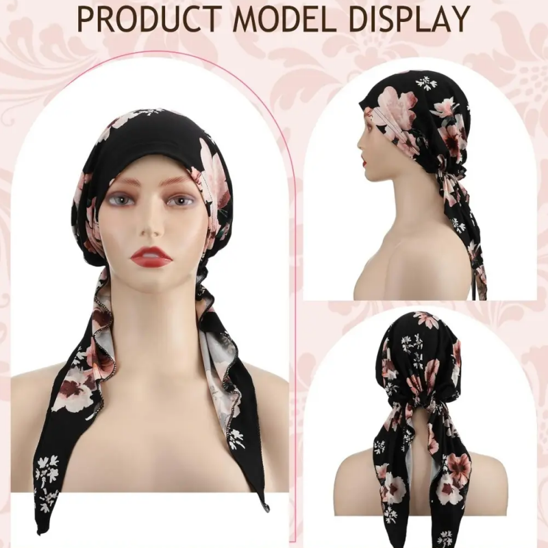 👒 NUR FÜR KURZE ZEIT: 50 % RABATT! ✨ Vorgefertigter Turban für Damen mit Blumenmuster – weich, elastisch, vielseitig 🌸