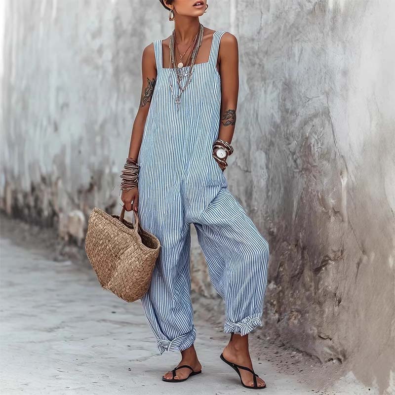 👗🌸 Lässiger gestreifter Overall mit schmalen Trägern – perfekt für Sommer & Urlaub, jetzt −50%