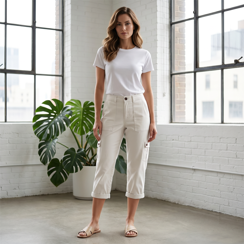 👖 50% RABATT! 👜 Damen Cargo-Caprihose mit Taschen – Lässiger Freizeitstil – Leicht, atmungsaktiv & praktisch – perfekt für Reisen, Spaziergänge oder entspannte Tage zu Hause 🌿