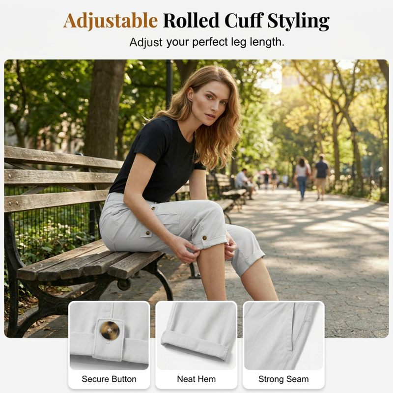 👖 50% RABATT! 👜 Damen Cargo-Caprihose mit Taschen – Lässiger Freizeitstil – Leicht, atmungsaktiv & praktisch – perfekt für Reisen, Spaziergänge oder entspannte Tage zu Hause 🌿
