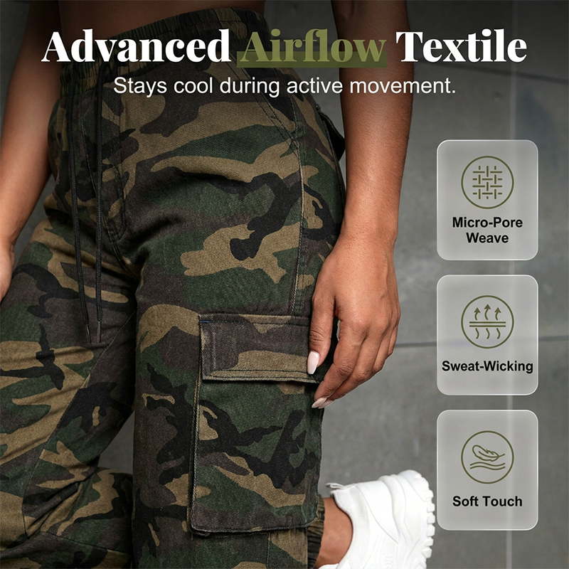 Damen Cargo-Jogginghose im Camouflage-Look
