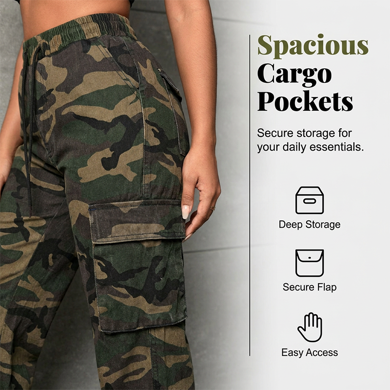 Damen Cargo-Jogginghose im Camouflage-Look
