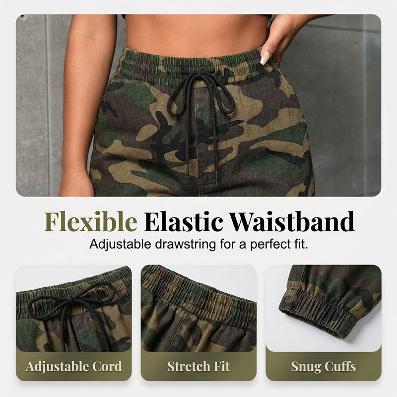 Damen Cargo-Jogginghose im Camouflage-Look