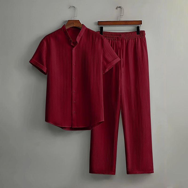 👔  55 % RABATT✨Strukturiertes 2-teiliges Hemd- und Hosen-Set für Herren