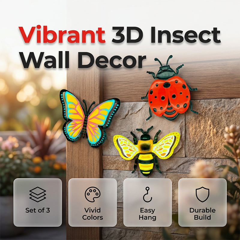 🐝 LIMITIERTE AKTION: 50 % RABATT! ✨ 3D-Insekten-Wanddekoration – Biene, Schmetterling, Marienkäfer, wetterbeständig
