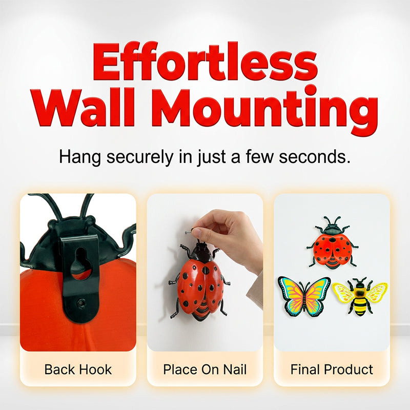 🐝 LIMITIERTE AKTION: 50 % RABATT! ✨ 3D-Insekten-Wanddekoration – Biene, Schmetterling, Marienkäfer, wetterbeständig