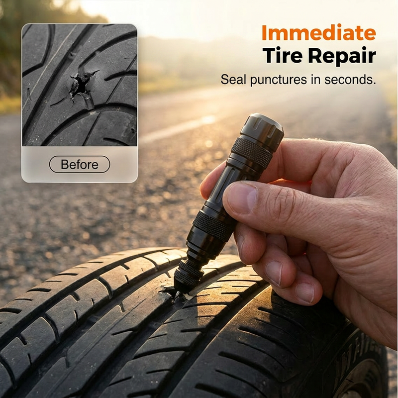📢📢 50% RABATT! ⏰ Tubeless Tire Repair Kit – Alu-Koffer – Reifenpanne? In Minuten selbst reparieren. 🔧⚡