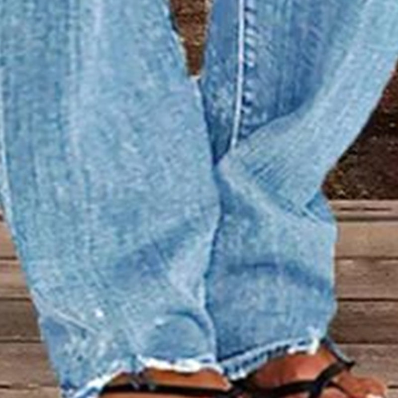 👖 Neu! Damen Slim Flare Jeans mit Vintage Destroyed-Effekt | Figurformende High-Waist Denim Hose in Hellblau