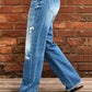 👖 Neu! Damen Slim Flare Jeans mit Vintage Destroyed-Effekt | Figurformende High-Waist Denim Hose in Hellblau