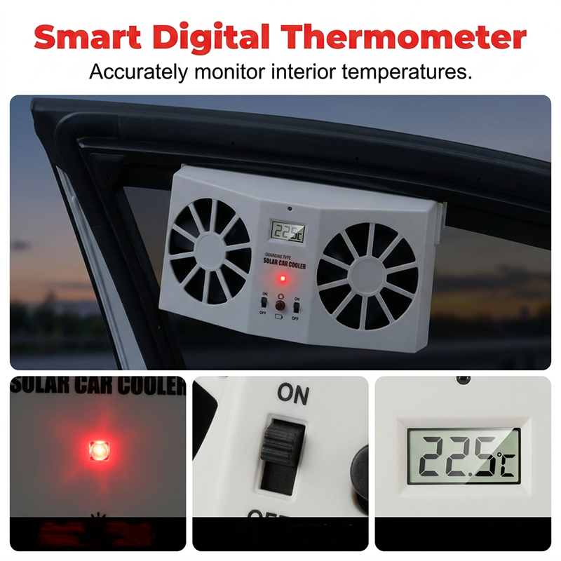 🔥50 % RABATT!!!🚗Solarbetriebener Auto-Abluftventilator – Doppel-Turbo-Belüftung & Temperaturanzeige☀️Gratis Lieferung – Jetzt sichern!!