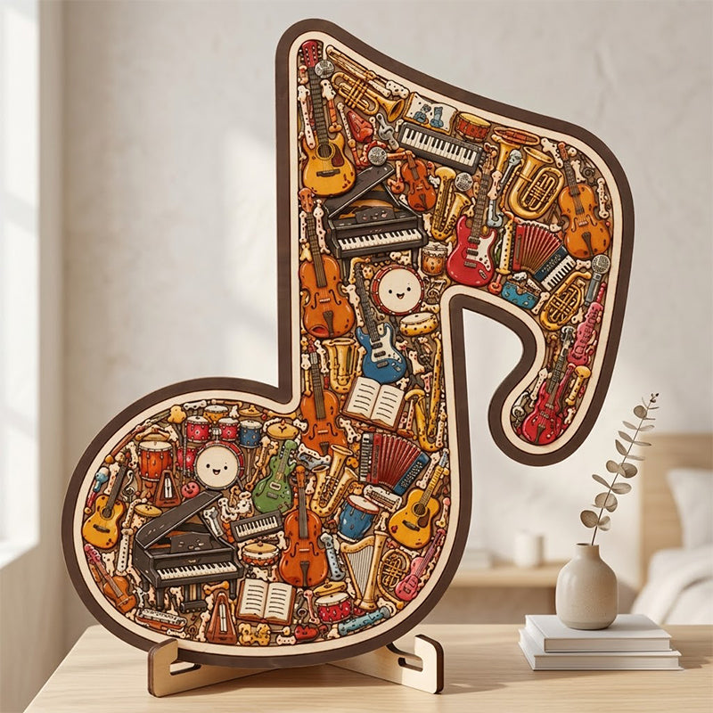🧩Holzpuzzle mit Notenmotiven – aus umweltfreundlichem Material, wunderschönes Deko-Stück. Tolles Geschenk für Musiker und Puzzle-Fans! 💚🌟
