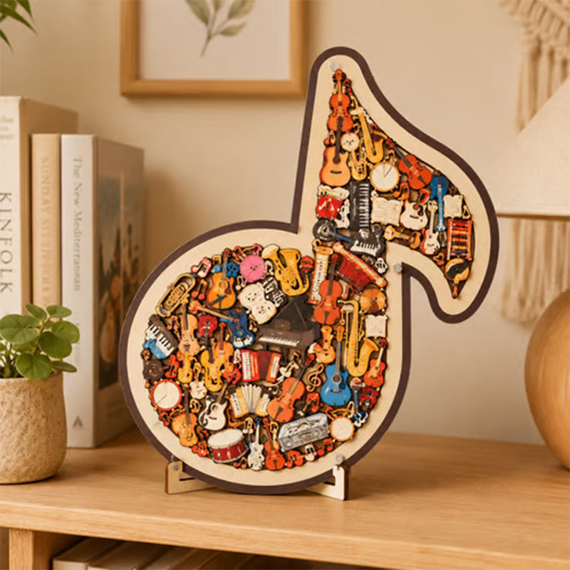 🧩Holzpuzzle mit Notenmotiven – aus umweltfreundlichem Material, wunderschönes Deko-Stück. Tolles Geschenk für Musiker und Puzzle-Fans! 💚🌟
