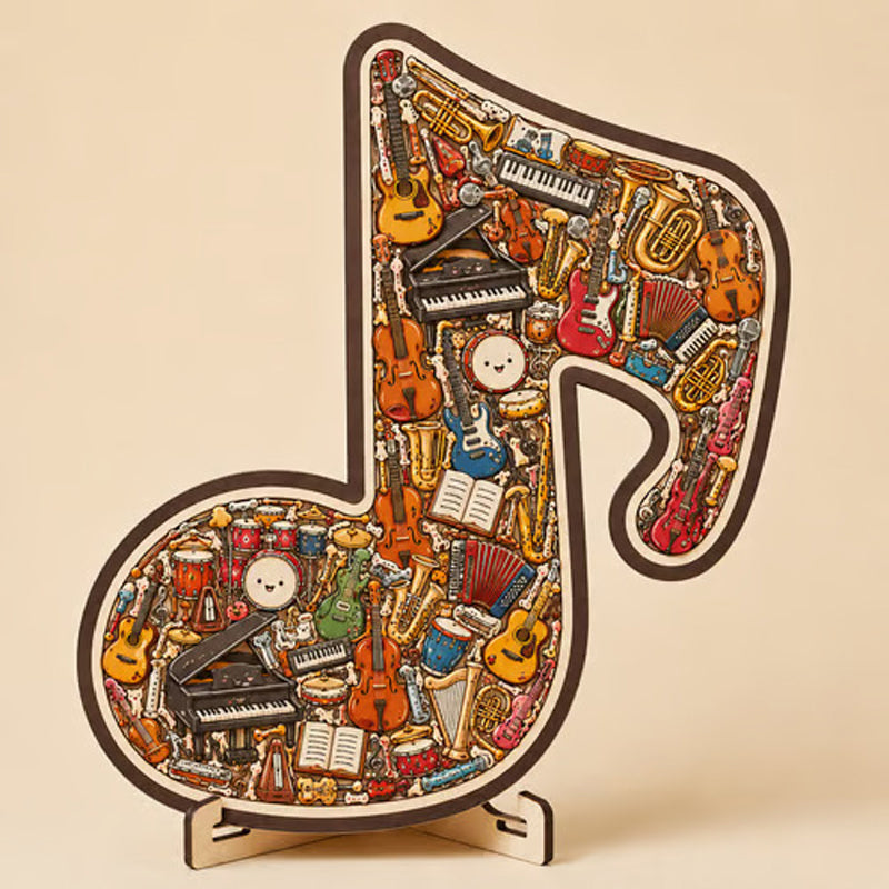 🧩Holzpuzzle mit Notenmotiven – aus umweltfreundlichem Material, wunderschönes Deko-Stück. Tolles Geschenk für Musiker und Puzzle-Fans! 💚🌟