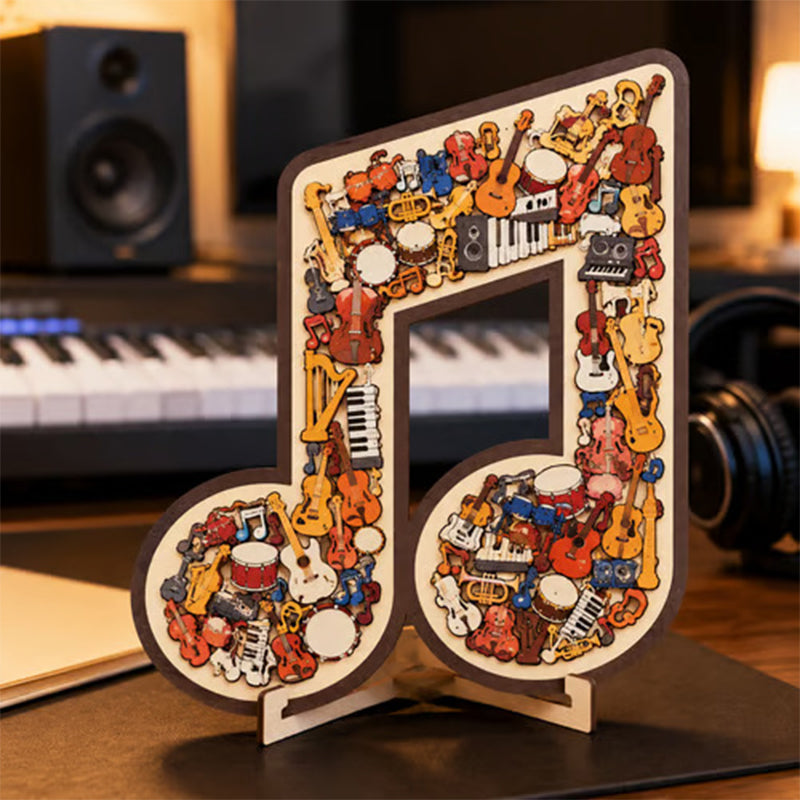 🧩Holzpuzzle mit Notenmotiven – aus umweltfreundlichem Material, wunderschönes Deko-Stück. Tolles Geschenk für Musiker und Puzzle-Fans! 💚🌟