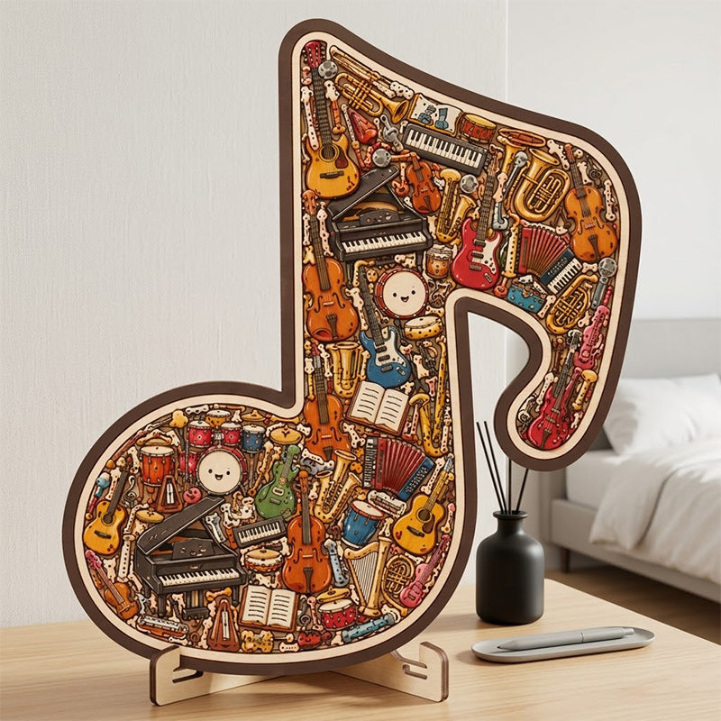 🧩Holzpuzzle mit Notenmotiven – aus umweltfreundlichem Material, wunderschönes Deko-Stück. Tolles Geschenk für Musiker und Puzzle-Fans! 💚🌟