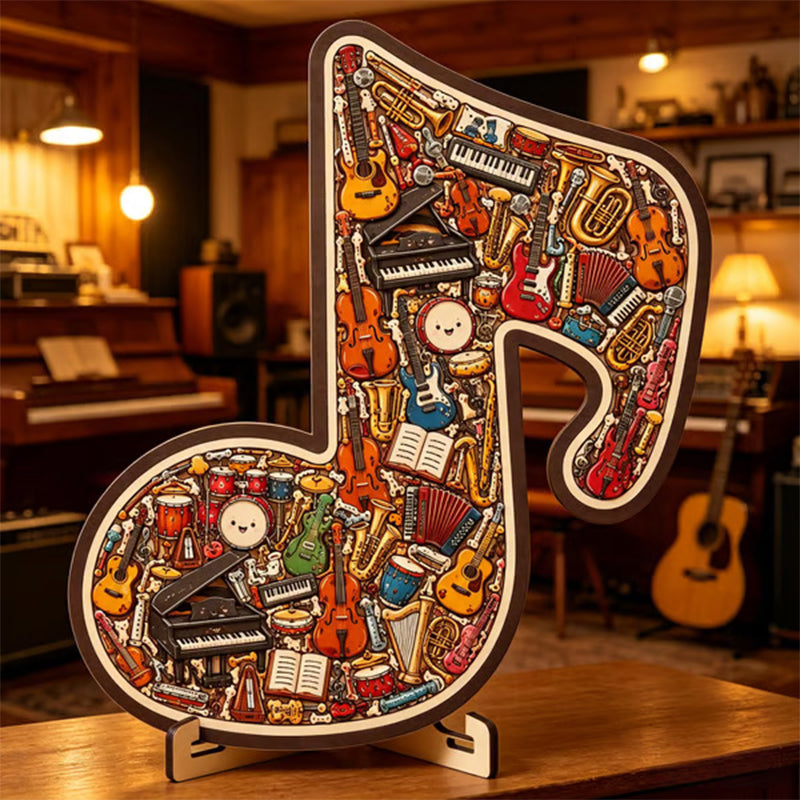 🧩Holzpuzzle mit Notenmotiven – aus umweltfreundlichem Material, wunderschönes Deko-Stück. Tolles Geschenk für Musiker und Puzzle-Fans! 💚🌟