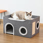 Foldable Multi-Level Cat Condo with Scratching Pad