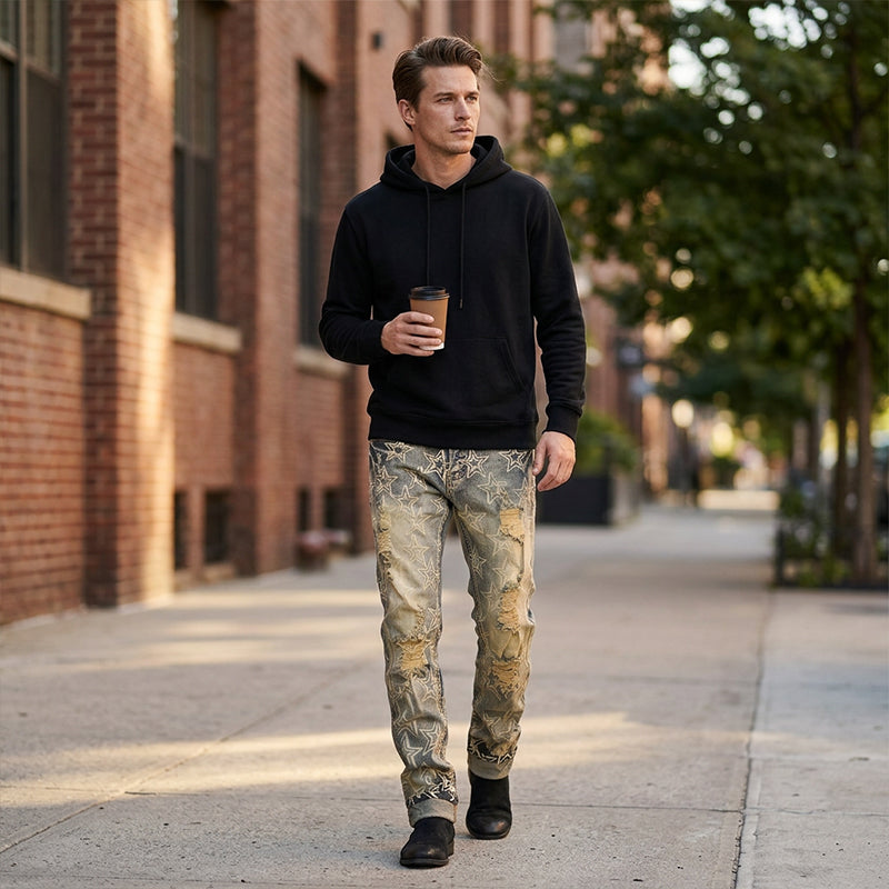 Herren Slim Fit Destroyed Denim Jeans
