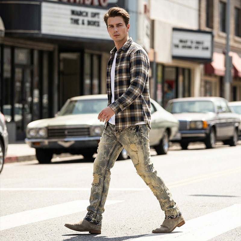 Herren Slim Fit Destroyed Denim Jeans