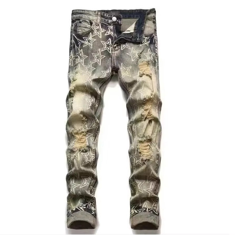 Herren Slim Fit Destroyed Denim Jeans
