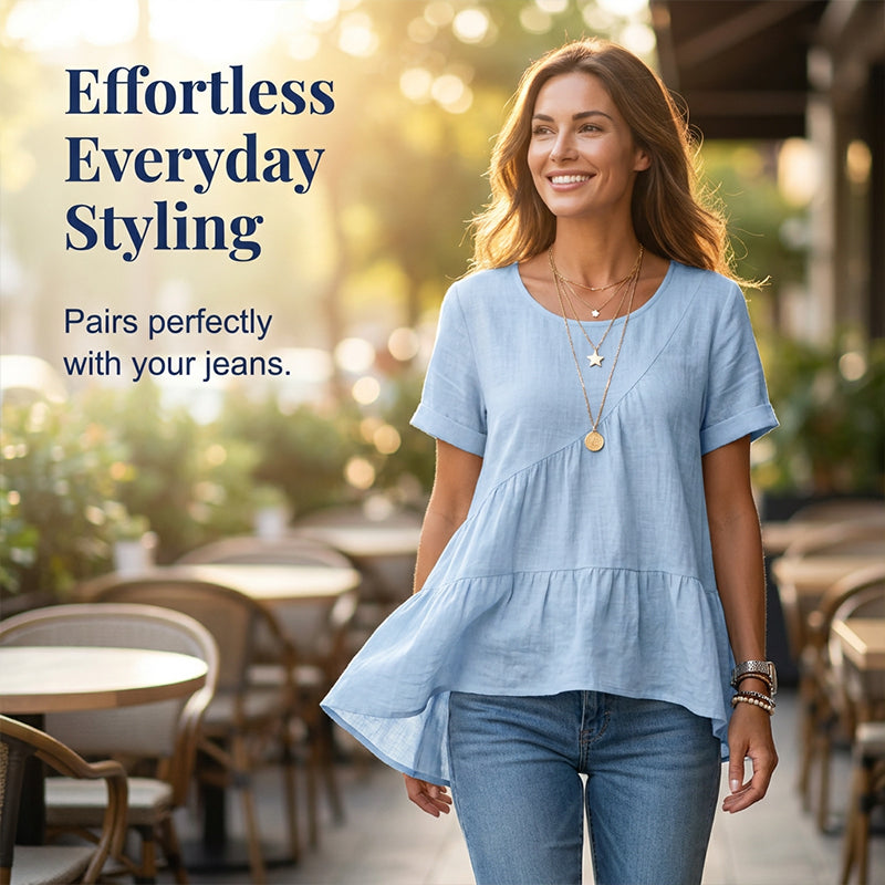 👚 50% OFF NOW! 🌸 Women's Short Sleeve Tiered Tunic Top – Lightweight & flowy – Perfect for summer layering or casual chic – comfortable and feminine ✨🌿