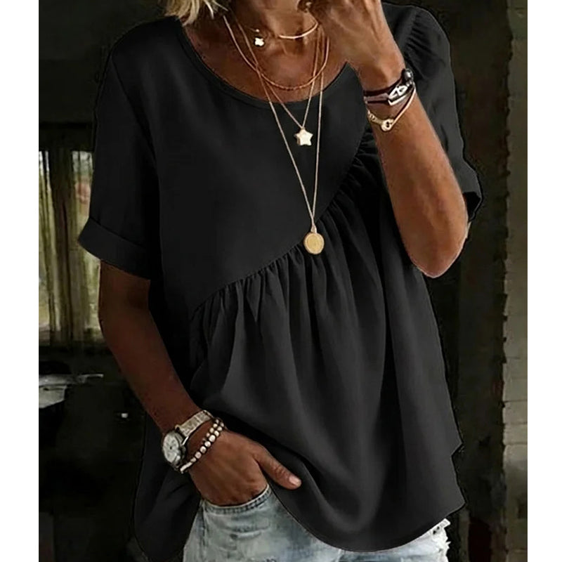 👚 50% OFF NOW! 🌸 Women's Short Sleeve Tiered Tunic Top – Lightweight & flowy – Perfect for summer layering or casual chic – comfortable and feminine ✨🌿