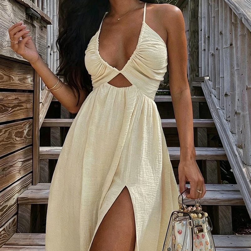 👗Damen Sommer Sexy V-Ausschnitt Maxi-Kleid