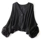 👕 ZEITLICH BEGRENZT 50% RABATT! ✨ Damen Leichtes Sonnenschutz-Shirt – Tiefer V-Ausschnitt, Laternenärmel, Transparente Lage ☀️