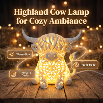 🐮Warmes Licht Highland-Kuh Tischlampe