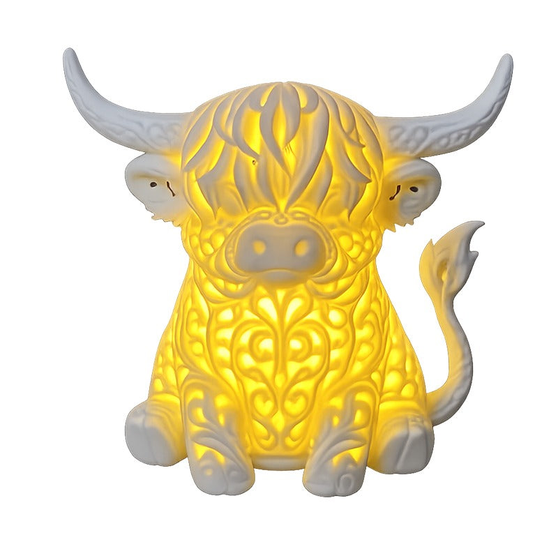 🐮Warmes Licht Highland-Kuh Tischlampe