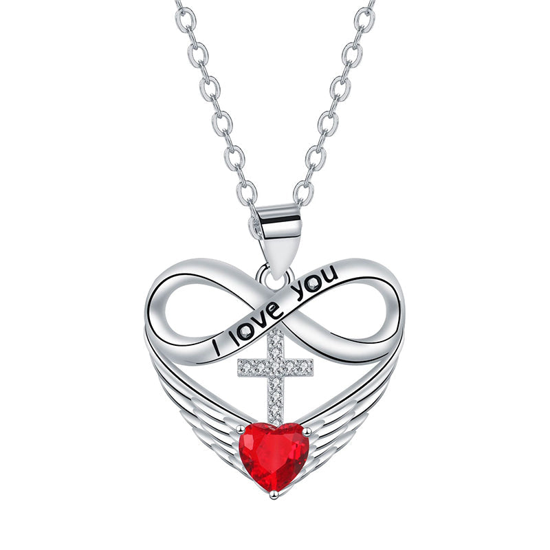 🔥 50% RABATT – Unendlichkeit Herz Kreuz Halskette mit Flügelanhänger 💫❤️