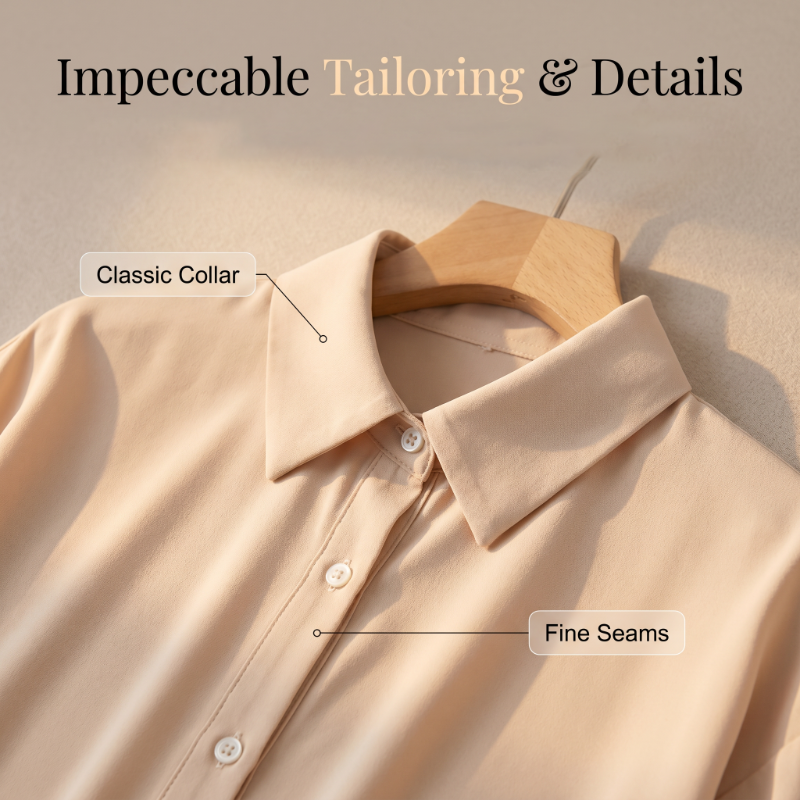 🔥50% RABATT🔥 Damen Lässige Weite Apricot Bluse | Langarm | Knopfleiste | Kragen ✨
