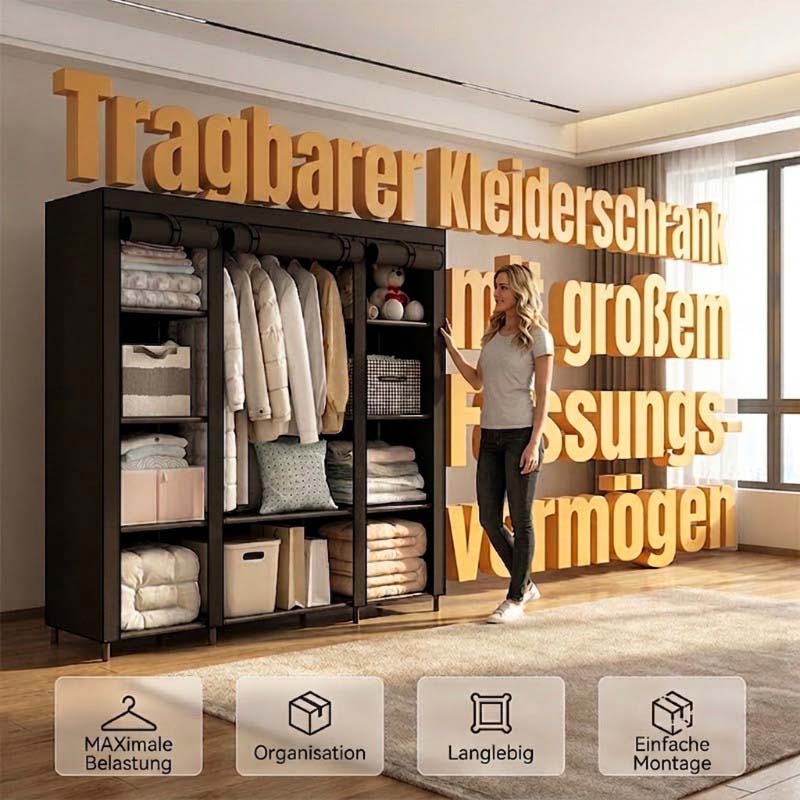 👔Einfach zu montierender Kleiderschrank aus Vliesstoff