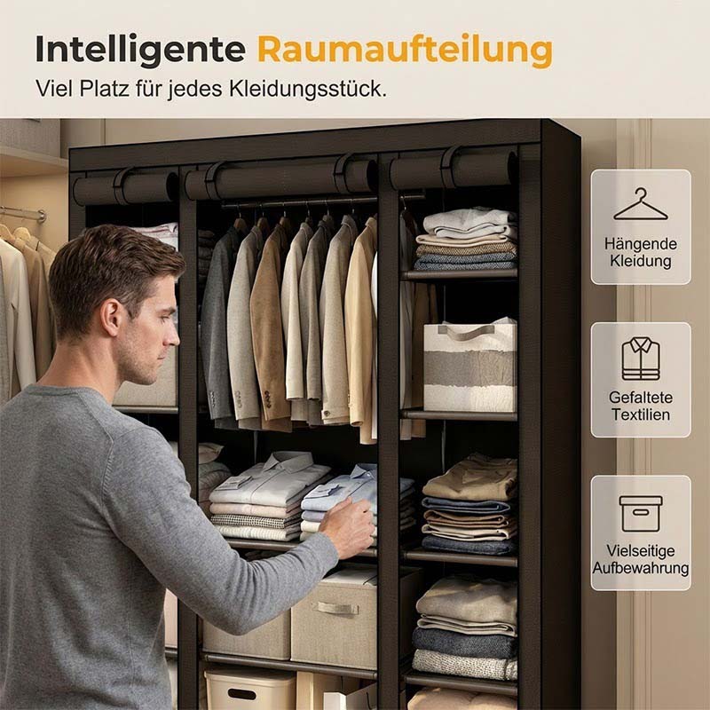 👔Einfach zu montierender Kleiderschrank aus Vliesstoff