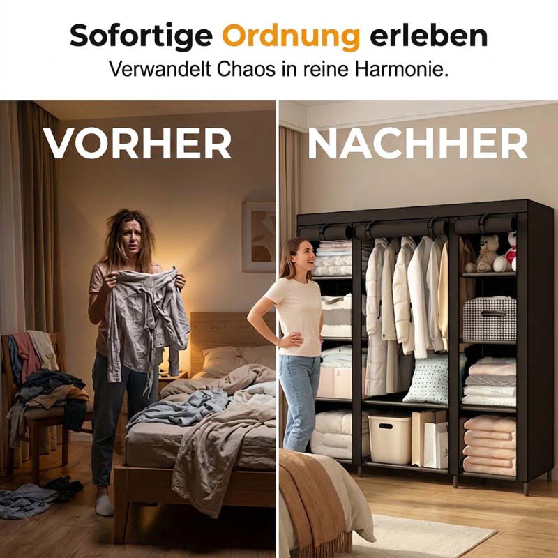 👔Einfach zu montierender Kleiderschrank aus Vliesstoff