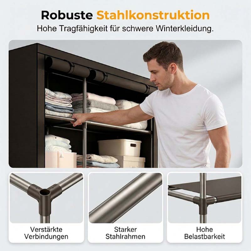 👔Einfach zu montierender Kleiderschrank aus Vliesstoff